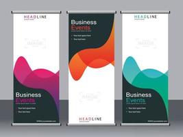 Business banner roll up set standee banner template. vector