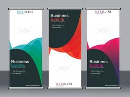 Business banner roll up set standee banner template. vector