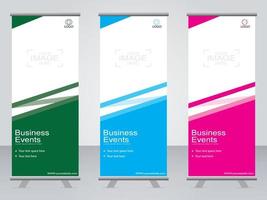 Business banner roll up set  standee banner template. vector