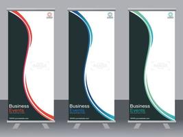 Business banner roll up set  standee banner template. vector