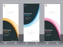 Business banner roll up set  standee banner template. vector