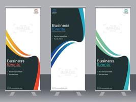 Business banner roll up set  standee banner template. vector