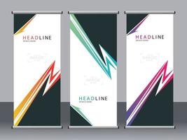 Business banner roll up set standee banner template. vector