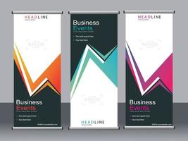 Business banner roll up set standee banner template. vector