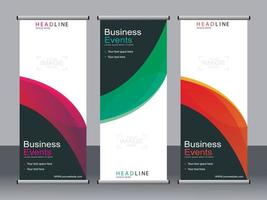 Business banner roll up set standee banner template. vector