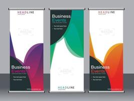 Business banner roll up set standee banner template. vector