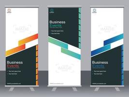 Business banner roll up set  standee banner template. vector