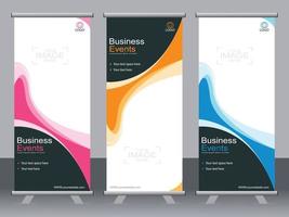 Business banner roll up set standee banner template. vector