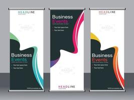 Business banner roll up set standee banner template. vector