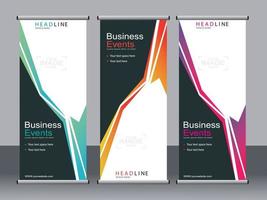 Business banner roll up set standee banner template. vector