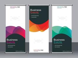 Business banner roll up set standee banner template. vector