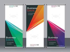 Business banner roll up set standee banner template. vector