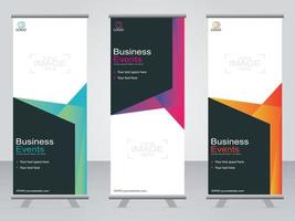 Business banner roll up set  standee banner template. vector