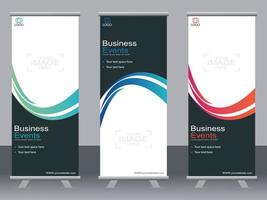 Business banner roll up set  standee banner template. vector