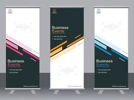 Business banner roll up set  standee banner template. vector