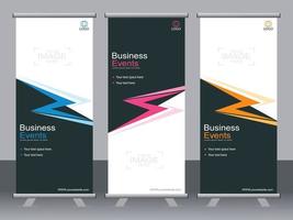 Business banner roll up set standee banner template. vector