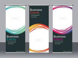 Business banner roll up set standee banner template. vector