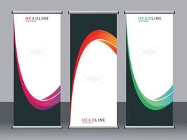 Business banner roll up set standee banner template. vector