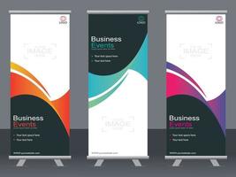 Business banner roll up set  standee banner template. vector