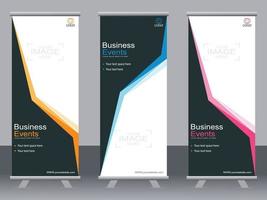 Business banner roll up set  standee banner template. vector