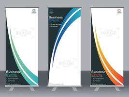 Business banner roll up set  standee banner template. vector