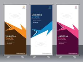 Business banner roll up set standee banner template. vector