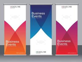 Business banner roll up set standee banner template. vector