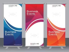 Business banner roll up set standee banner template. vector