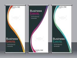 Business banner roll up set standee banner template. vector