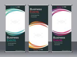 Business banner roll up set standee banner template. vector