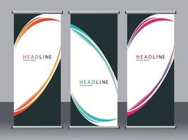 Business banner roll up set standee banner template. vector