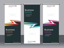 Business banner roll up set standee banner template. vector