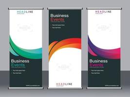 Business banner roll up set standee banner template. vector