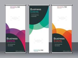 Business banner roll up set standee banner template. vector