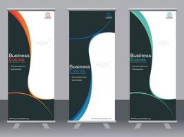 Business banner roll up set  standee banner template. vector