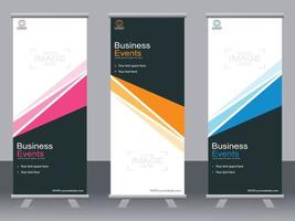 Business banner roll up set  standee banner template. vector