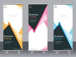 Business banner roll up set  standee banner template. vector