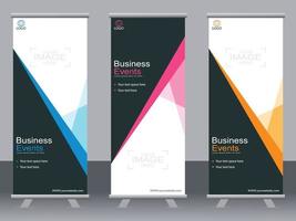 Business banner roll up set  standee banner template. vector