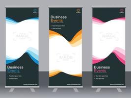 Business banner roll up set  standee banner template. vector