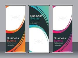 Business banner roll up set standee banner template. vector