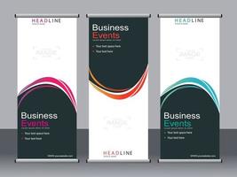 Business banner roll up set standee banner template. vector