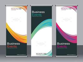 Business banner roll up set standee banner template. vector