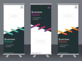 Business banner roll up set  standee banner template. vector