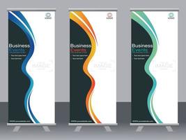 Business banner roll up set  standee banner template. vector