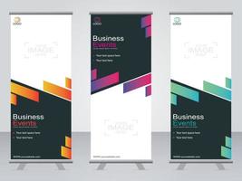 Business banner roll up set  standee banner template. vector