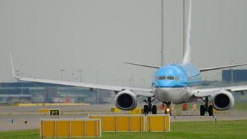 AMSTERDAM, THE NETHERLANDS JULY 25, 2017 - KLM Boeing 787 Dreamliner PH BGM taxiing before departure at runway 36L Polderbaan. Shiphol Airport, Amsterdam, Holland video
