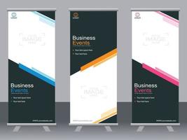 Business banner roll up set  standee banner template. vector