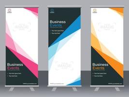 Business banner roll up set  standee banner template. vector