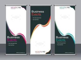 Business banner roll up set standee banner template. vector