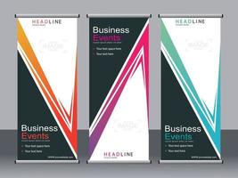 Business banner roll up set standee banner template. vector